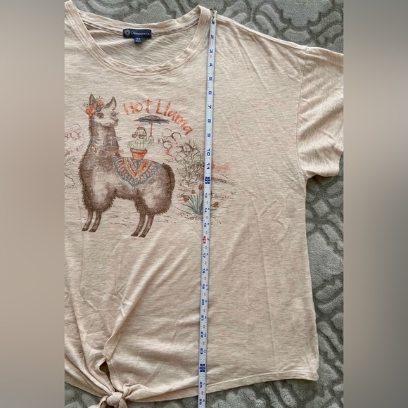 Democracy Womens XL Llama Graphic Tie Front Short Sleeve Tee - Picture 7 of 10